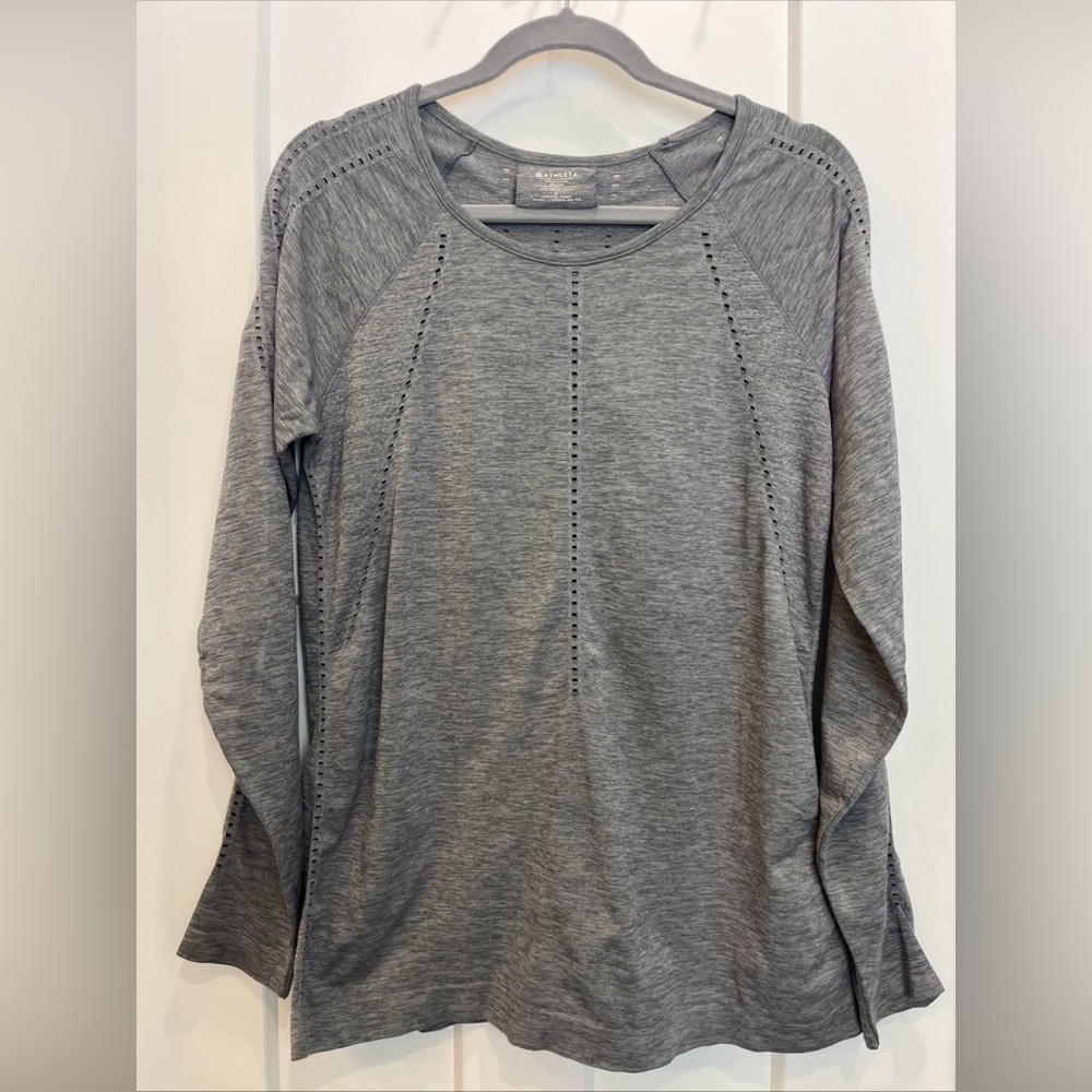 Athleta Women’s Foothill Seamless Long‎ Sleeve Top Heathered Gray Size Large